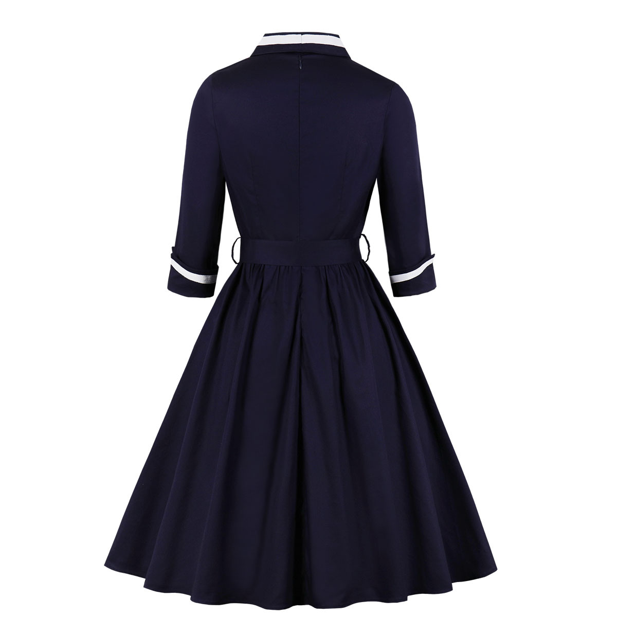 Navy Vintage Dresses 1950s Gothic Plunging Formal Dress